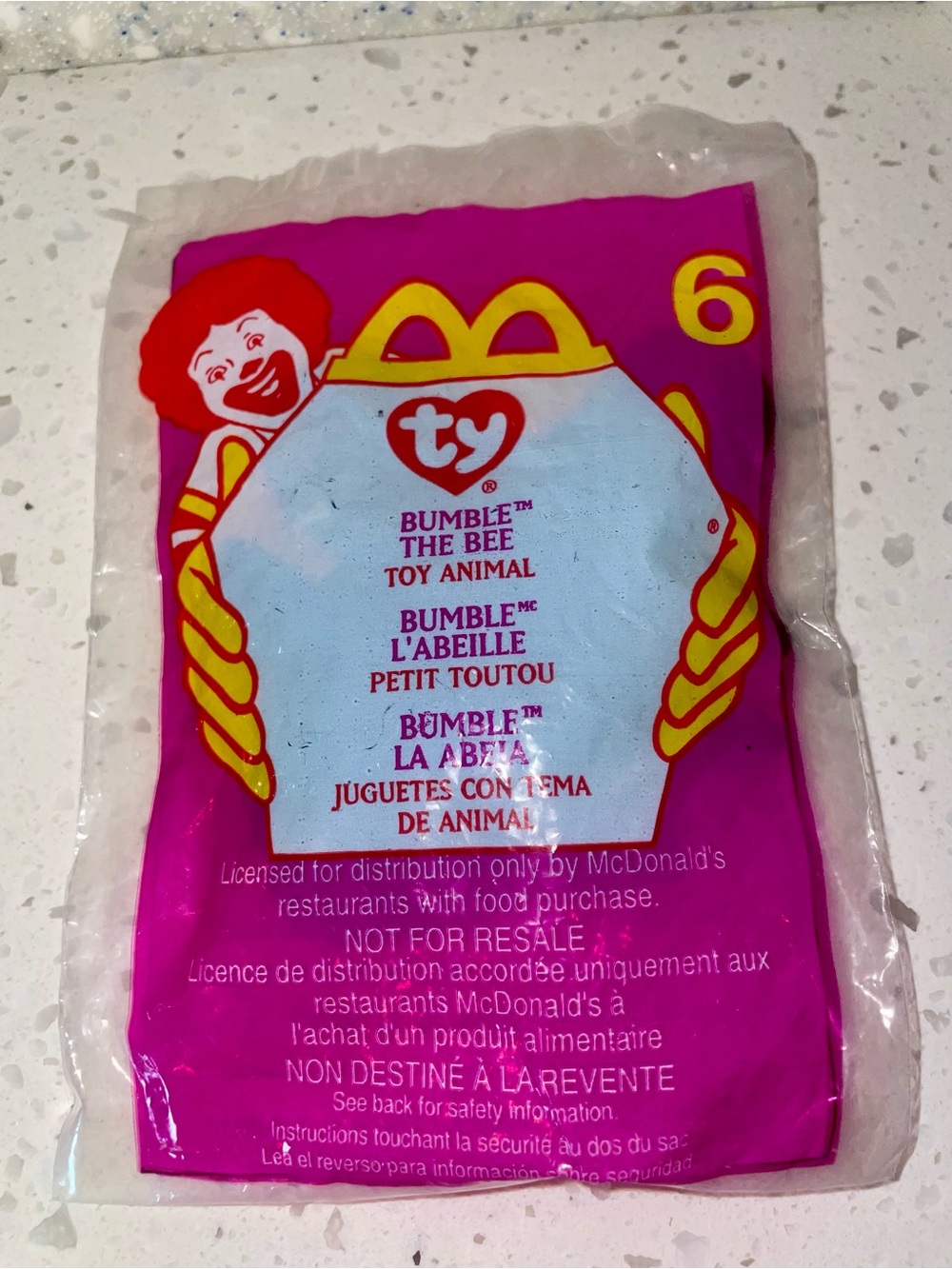 McDonald's Ty Teenie Beanie Babies 2000 #6 Bumble the Bee Happy Meal Toy-Sealed
